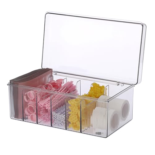 SUMTree Aufbewahrungsbox aus Kunststoff mit Deckel, transparent Organizer mit 6 fächern für Einweg...
