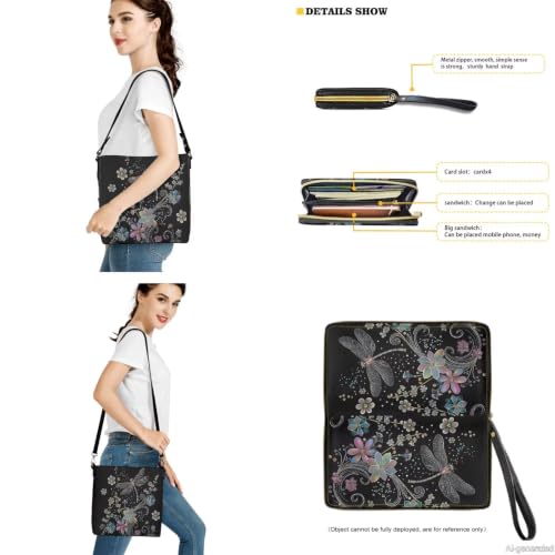 Image of Bucket Crossbody Bag Set for Women Lady, Leather Purse and Wallet Set Large Bucket Bag with Wallet
