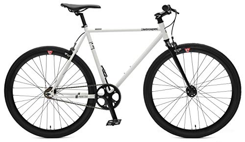 Retrospec Bicycles Mantra V2 Single Speed Fixed Gear Bicycle, White/Black, 43cm/X-Small