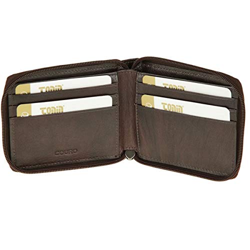 Tonin, 202164302, Carteira Masculina de Fechamento em Zíper Bolso, cor Marrom, Couro