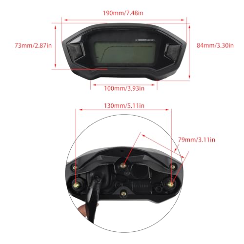 Tachymètre moto LCD avec odomètre complet et voltmètre intégré