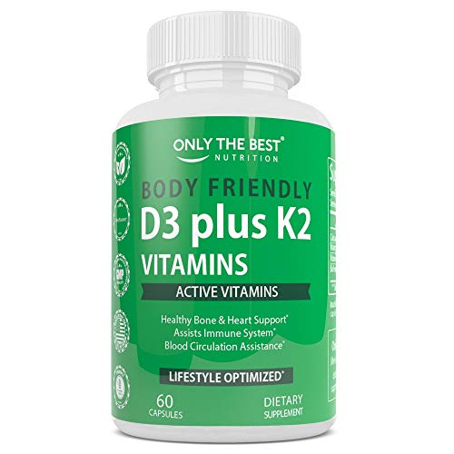 Only The Best Vitamin D3 + K2 (Mk7) Supplement For Immune Support, Healthy Muscle Function, Bone And Heart Health, Non-Gmo Formula Easy To Swallow Vitamin D & K Complex, 60 Capsules High Potency #TOP20