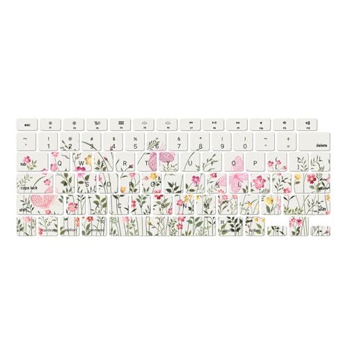 Carcasa MacBook Air 15 M2 A2941 con diseño de flores y protector de teclado 3