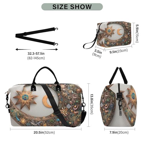 Large Travel Duffel Bag, Moon and Star Sports Tote Gym Bag, Shoulder Weekender Overnight Bag for Women Men, Carry On Luggage with Toiletry Bags3