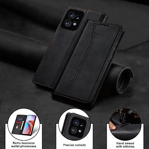 Image of Jasonyu Flip Wallet Case for Motorola Edge+ /Edge Plus (2023),Black
