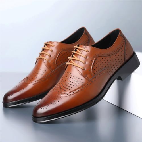 Mens Leather Lace Up Derby Shoes Comfortable Classic Oxford Business Dress Style2
