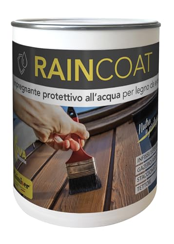 Chimiver RAINCOAT - Impregnante per legno da esterno. Rinnova, nutre e protegge: ideale per infissi, serramenti, gazebo, mobilio, staccionate e tettoie | Latta da 1 Litro