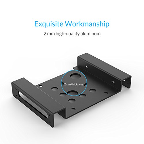 ORICO Aluminum 5.25 inch to 2.5 or 3.5 Inch Internal Hard Disk Drive Mounting Kit with Screws and Shock Absorption Rubber Washer- Black - image 2