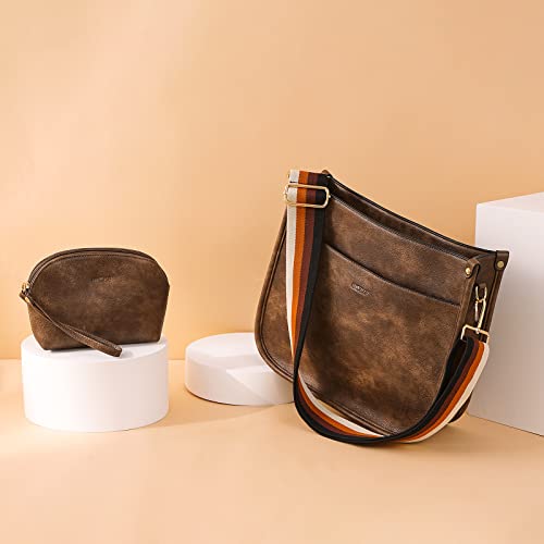 Image of HKCLUF Crossbody Bag Purse for Women 2PCS /Set Leather Hobo Handbag Wallet Set With 2Adjustable Guitar Strap Shoulder Bag | Purse