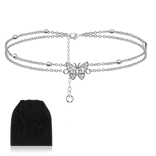 Tobillera de plata de 14K con mariposa el regalo ideal con caja de joyería