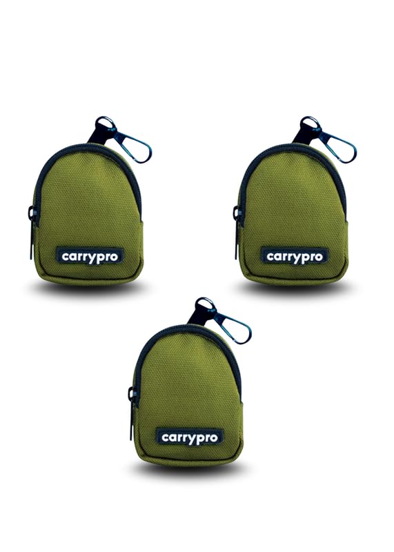 Image of CarryPro PRO Coin Pouch with Zipper for Multipurpose Usage for Adults and Kids, Small Size, Pack of 3 (Olive Green)
