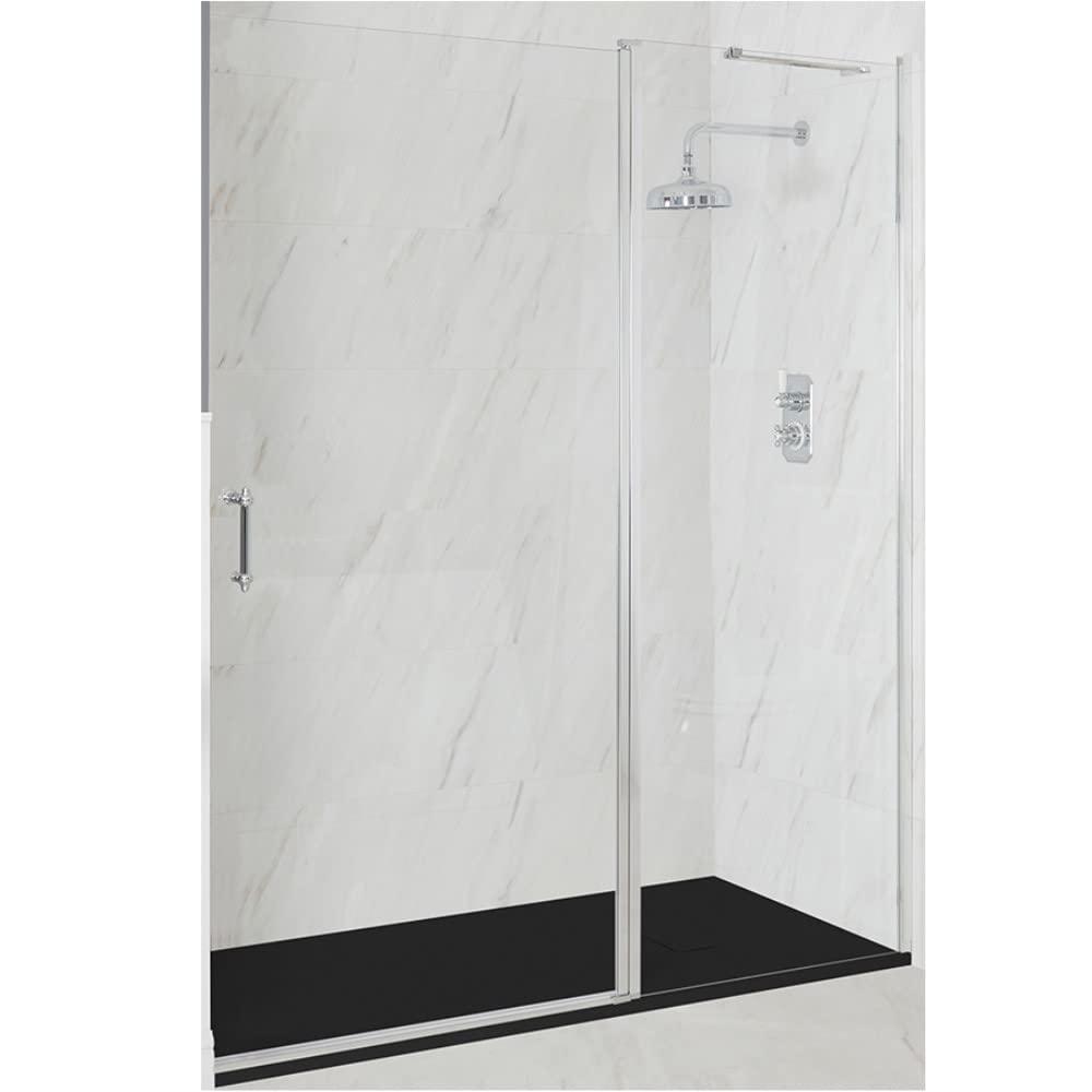 Milano Langley Chrome Hinged Door Frameless Shower Enclosure Graphite Tray - 1500mm x 800mm