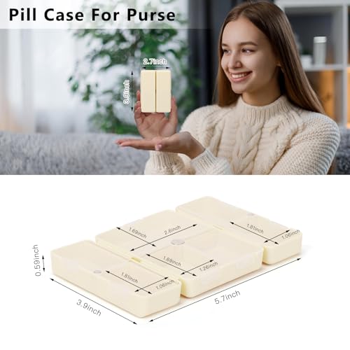 Image of FYY Travel Pill Organizer, Small Pill Box Medicine Case-2pcs Beige