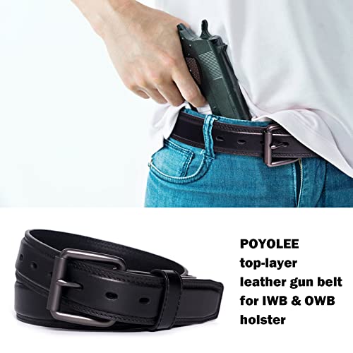 Poyolee Concealed Carry Leather Gun Belt | Pe Core Gun Belt For Ccw | Heavy Duty Edc Belt For Men | 1 1/2-Inch Black 38'' #TOP3