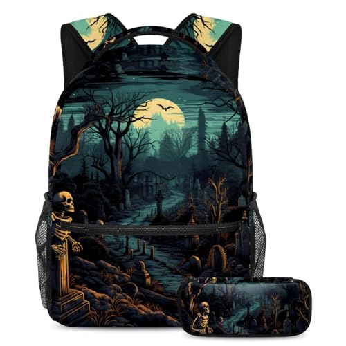 Ensemble sac d'école Halloween avec trousse à crayons pour étudiants