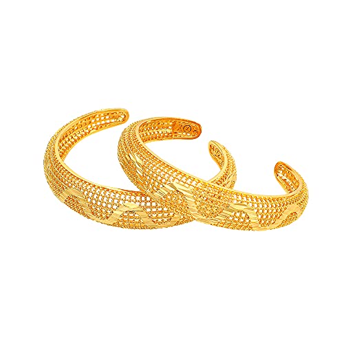 Ethlyn 2pcs/lot 18K Gold Plated Girls Cuff Bracelets Birthday Gift for children