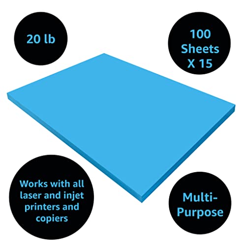 uBoxes Papel Bond, tamanho carta, 100 por pacote, 15 pacotes por caixa, azul