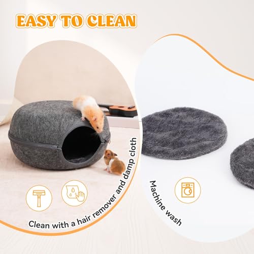 DOOKRON Guinea Pig Hideout, Double Function Guinea Pig Bed with 2 Soft Cushions, Small Animal Cage Accessories for Guinea Pigs, Hamsters, Hedgehogs, and Ferrets (Dark Grey) by DOOKRON - Image 5