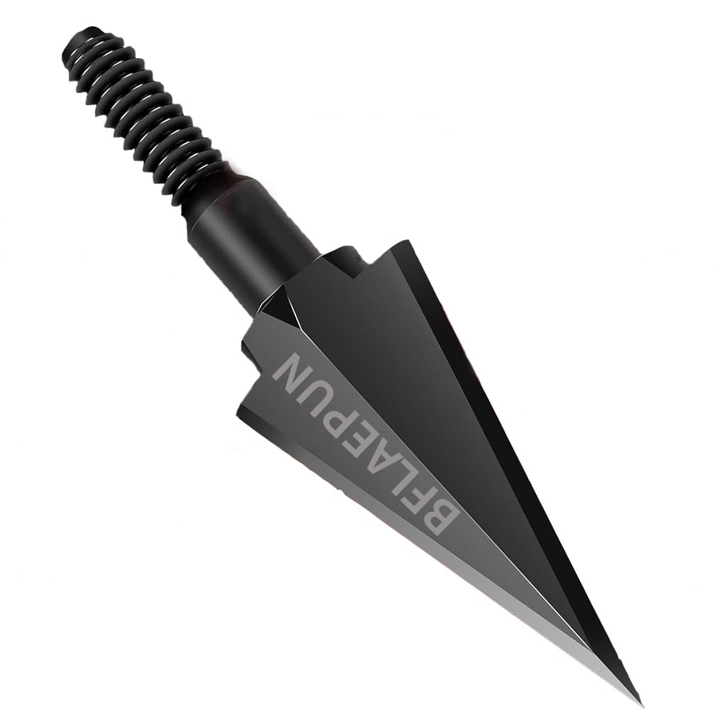 BFLAEPUN 100 Grain Archery Screw-in Arrow Heads Stainless Steel Arrow Tips Fixed Blade Crossbow and Compound Arrowheads