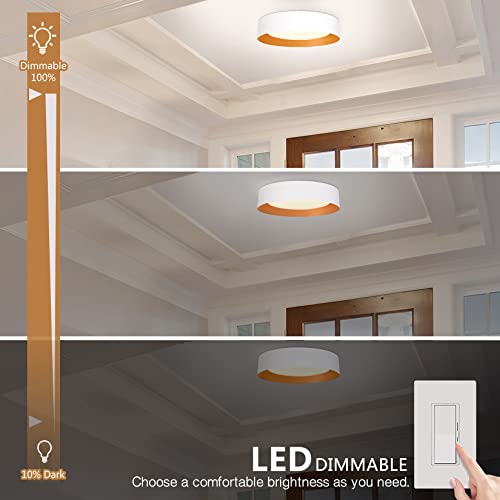 Image of Bargeni 16.5 inch Flush Mount Ceiling Light,White with Gold Interior