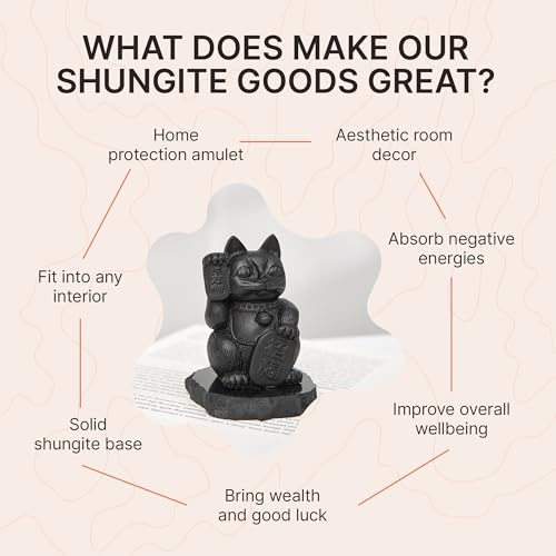 Figurine en shungite chat porte-bonheur Maneko Neko decoration maison