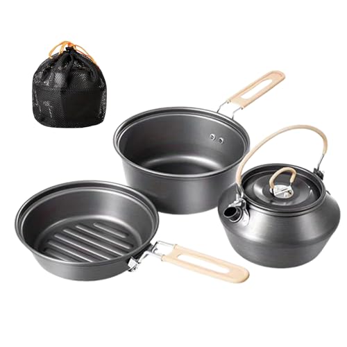 Utensilios de Cocina de Camping | Juego de ollas y sartenes de Camping | Utensilios de Cocina portátiles al Aire Libre para Supervivencia, mochileros, Caza, Picnic Familiar, Fiesta