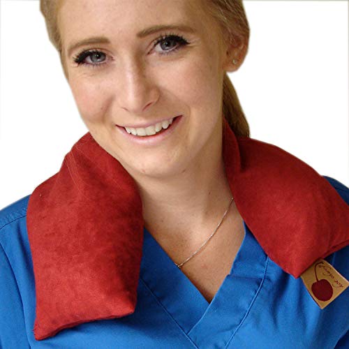Hot Cherry Pit Pillow Neck Wrap (Red Ultra Suede) Natural Moist Heat Neck