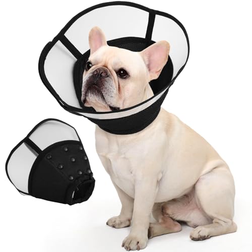 Image of Allroaring Dog Cone, Soft Dog Cones for Dogs, Adjustable Doggie Cone Collar | to Stop Licking, Professional Pet Recovery Cones E-Collar for Dogs Aftert Surgery Wound Healing, Black S