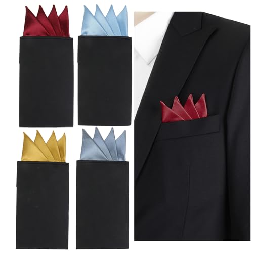 NiceYnn 4 Stück vorgefaltetes Taschentuch, quadratisch, für Herren, Karton, verstellbar, Kostüm, Jacke, Formel, Hochzeit, Dreieck A