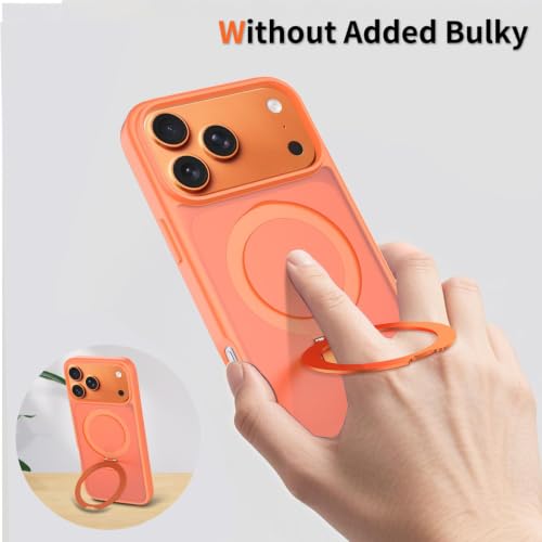 Image of AIBEX Back Cover for Apple iPhone 17 Pro MagSafe Compatible with OStand Ring Kickstand Magnetic Metal Alloy Ring | Wireless Charging | Slim Thin Scratch Resistant Armor | Protective Case - Orange