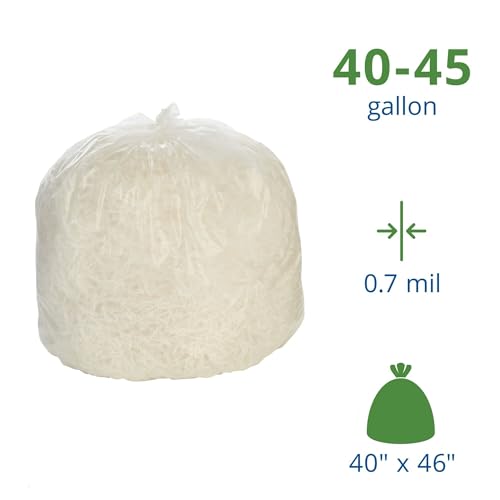 Image of Stout by Envision Clear LLDPE ProPerformance Coreless Bags, 40 inch X 46 inch, 40-45 Gallon Capacity, .7 Mil thick, 125 Bags, Made in the USA (STO-L4046C70)