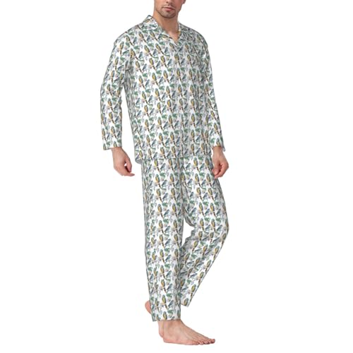 Pyjama à manches longues homme avec imprimé perroquets nuit coton - 2