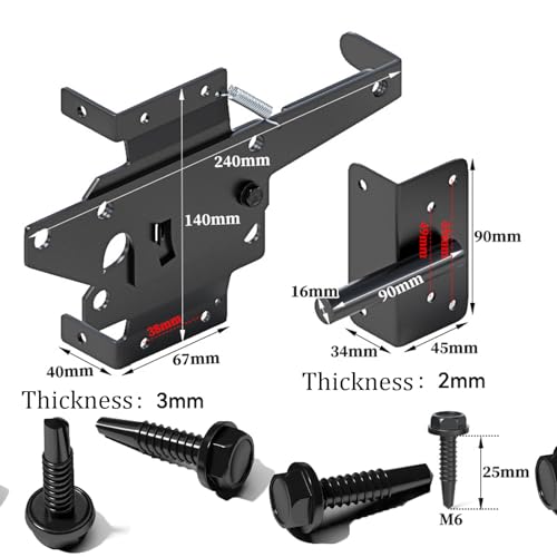 Image of Self-Locking Stainless Steel Gate Latch for Wooden Fence,Post Mount Automatic Gravity Door Latch Gate Hardware for Secure Pool /Yard /Garden /Vinyl Fence
