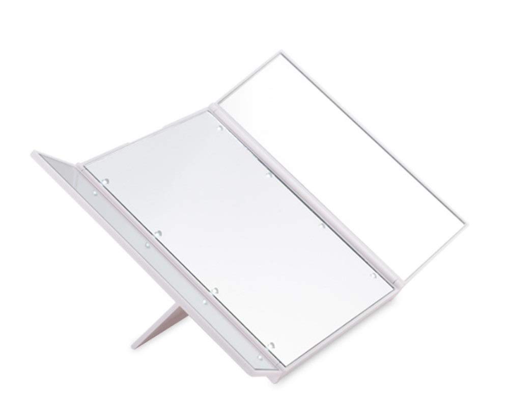FLYIODFCXV Cosmetic mirror, Portable compact LED lamp vanity mirror Vanity cosmetic make up the portable hand folding lights(White)
