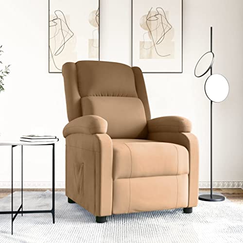 Frdhee Sillón de relax con función de masaje, color marrón terciopelo para salón y dormitorio