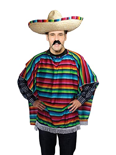 Bristol Novelty Poncho Mejicano para Adulto, Multicolor, Talla única (AC560) Halloween