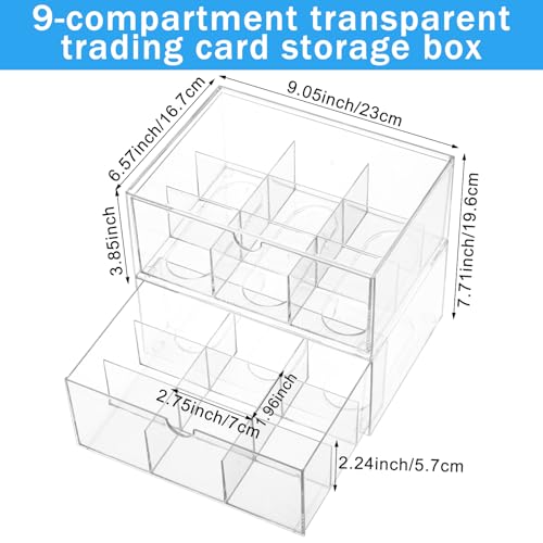 HFYZZ 2 Pack Trading Card Storage Box - 3200+ Clear Plastic Cards Storage Organizer with Dividers Stackable MTG Cards Display Case for MTG,TCG, PTCG, Sports Cards - image 2