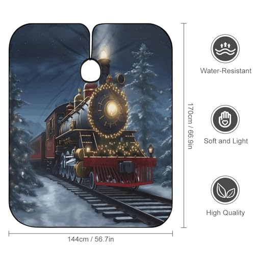 Capa de barbería Christmas Train 66.9 x 56.7 pulgadas miniatura 2