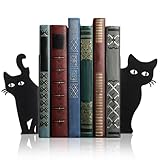 Geelin Set di 2 fermalibri a forma di gatto, in metallo, per scaffali, librerie, casa, uff...