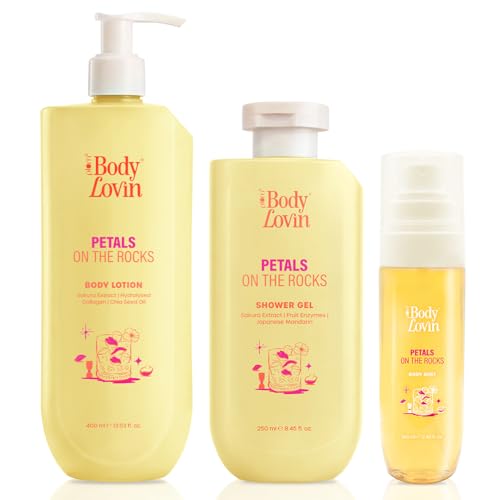 Image of Plum BodyLovin' Petals On The Rocks Bath & Body Combo | Body Lotion 400 ml + Shower Gel 250 ml + Body Mist 100 ml | Citrus Floral Fragrance | Hydrating, Refreshing & Long-Lasting