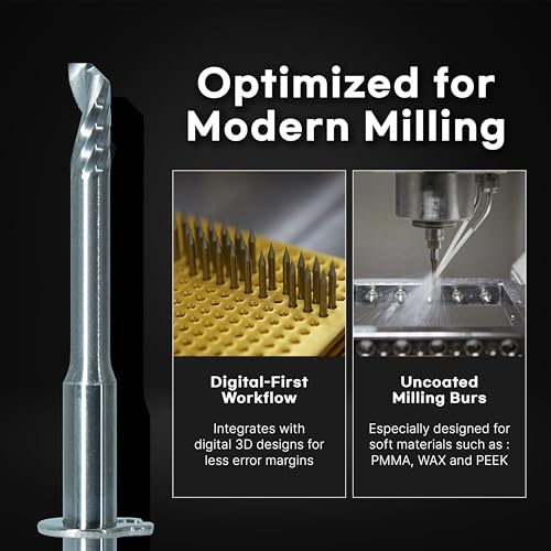 Image of HANSONG Milling Burs 2.5mm - VHF CAD /CAM Compatible (K5, R5, S1, S2) - Designed for PMMA, PEEK, Wax - 3mm Shank, Corner R, 1-Flute End Mill