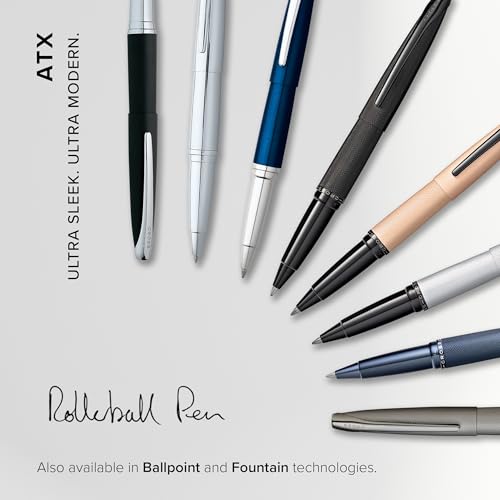 Image of Cross ATX Luxury Titanium Gray Rollerball Pen with Modern Polished Finish - Medium Point, Smooth Ink, Presented in Premium Gift Box