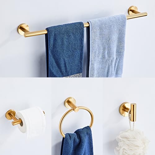 Kuubth BRUSHED GOLD BAR SET 5 PIECE Brushed Gold Bathroom Hardware Set 5 Piece With Towel Racks thumb #1