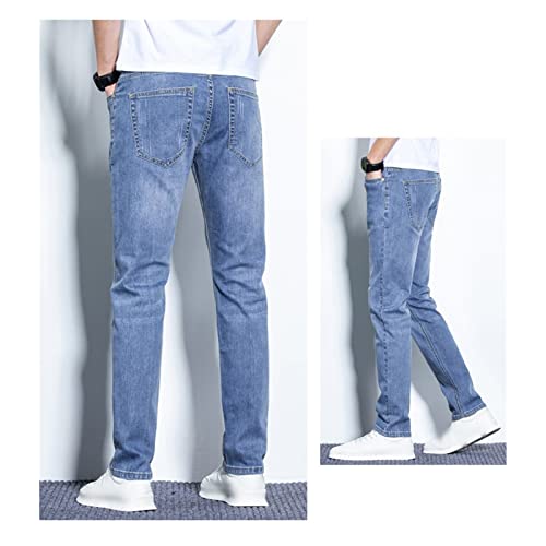 Men's Casual Straight Leg Denim Pants Washed Lightweight Jeans Slim Fit Stretch Jeans3