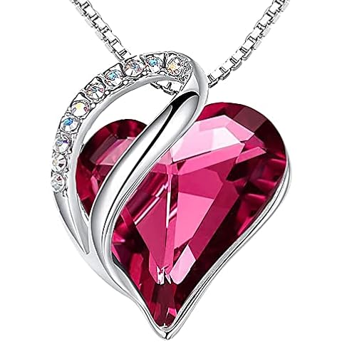 Leafael Birthstone Heart Necklace for Women | Unique Birthstone Necklace With Healing Crystals | Allergy-Free Pendant Necklace with Gift Box Included | Tournamline Pink for October Cover