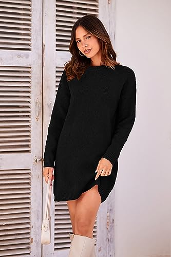 Image of PRETTYGARDEN Women's 2026 Fall Knit Pullover Sweaters Long Sleeve Crewneck Oversized Loose Short Sweater Dress