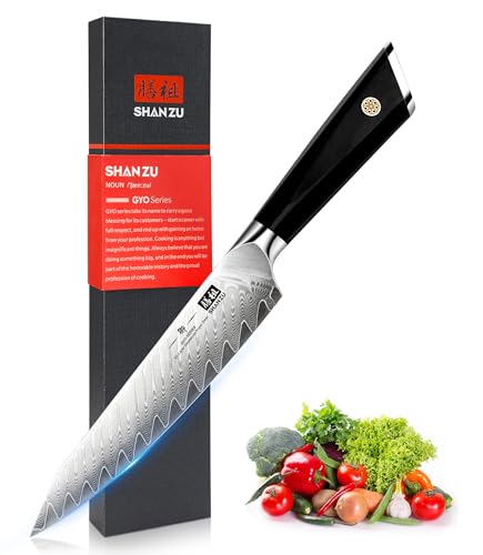 SHAN ZU Cuchillo Universal15cm, Cuchillo de Cocina Damasco de Acero AUS-10 Japones, Cuchillo Chef de 6 …