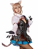 Cosplay.fm Women's Game Cosplay Costume Dress and Cloak with Stockings and Tail for Lynette Cosplay (XL, Black)