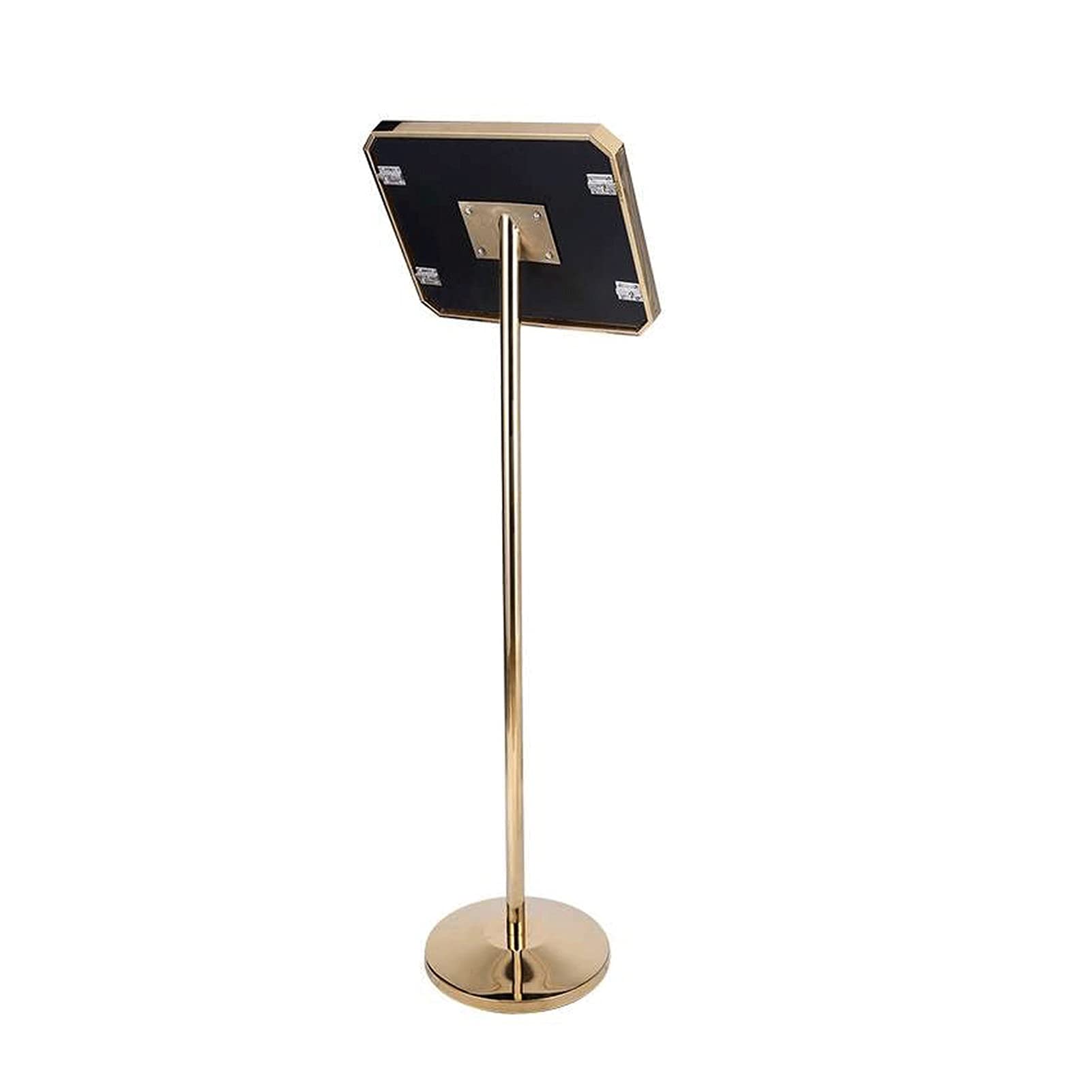 Restaurantes Soporte de pantalla Soporte de signo de pie de suelo de oro, soporte de cartel con esquina de trabajo pesado Pedo de pedestal Signo de signo para anuncio boda Soporte de cartel