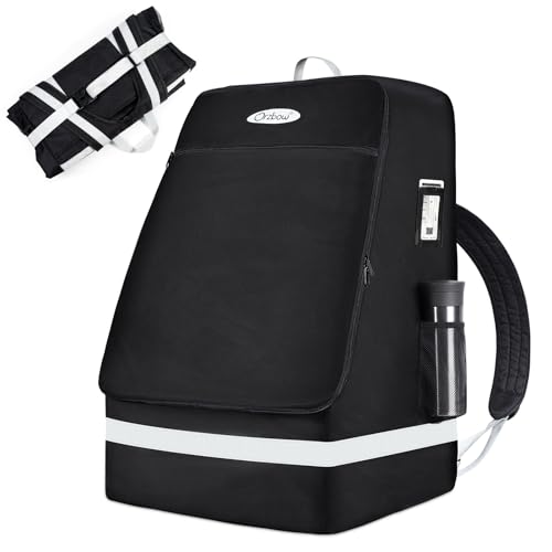Orzbow Padded Car Seat Travel Bag for Airplane Carseat Backpack Bags with Reflective Stripes Infant Seat Travel Bag with Shoulder & Waist Strap Car Seats Carrier for Airport Gate Check Black